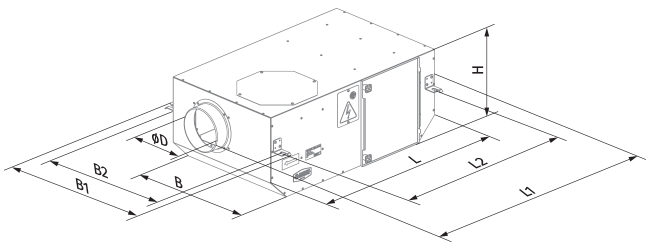 Blauberg Iso Box-F 150 G4/F8 V2 - Dimensions