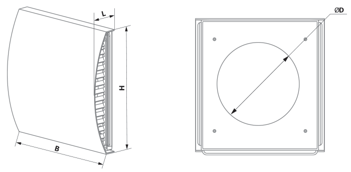 Blauberg AH-10 chrome 160 - Dimensions