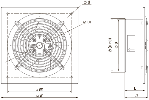Blauberg Axis-Q EC 500 - Dimensions